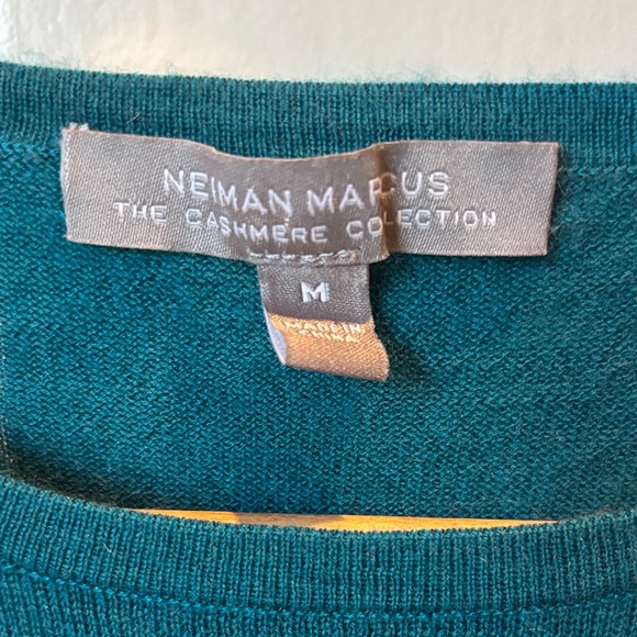 Neiman Marcus The Cashmere Collection Teal Crewneck Sweater - Picture 2 of 4